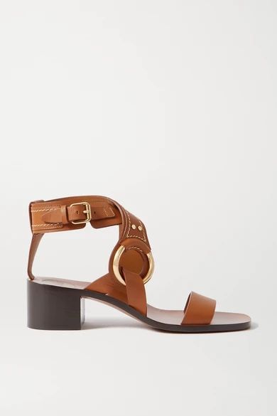Demi Embellished Leather Sandals - Tan