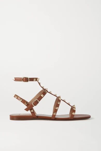 Valentino Garavani Rockstud Leather Sandals - Brown