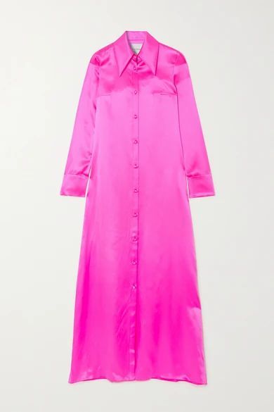 Neon Silk-satin Gown - Bright pink