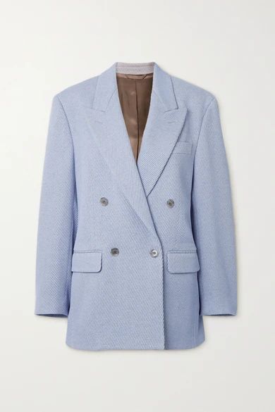 Double-breasted Wool-blend Drill Blazer - Lilac