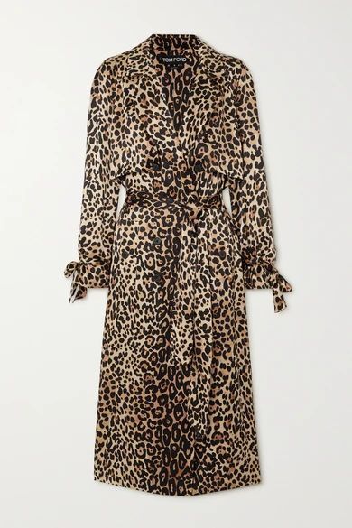 Leopard-print Silk Trench Coat - Leopard print