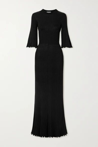 Ribbed-knit Gown - Black