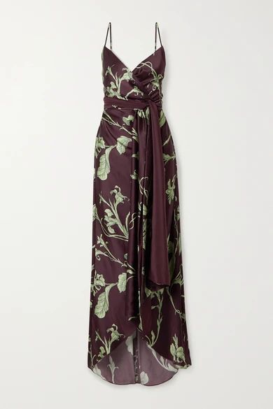 + Net Sustain Given Promise Printed Silk-satin Maxi Dress - Brown