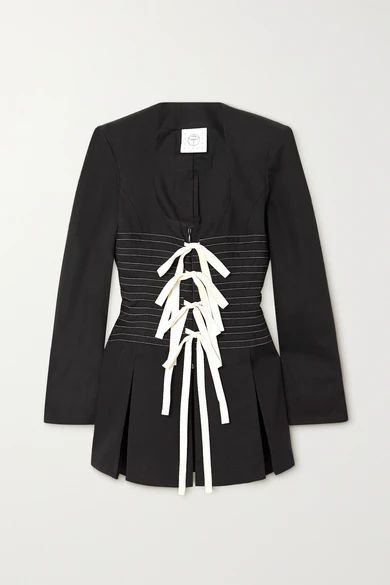Maha Tie-detailed Cotton-twill Jacket - Black