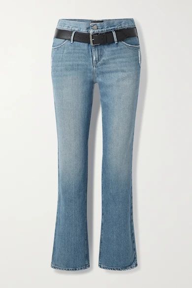 Dexter Belted Distressed High-rise Straight-leg Jeans - Mid denim