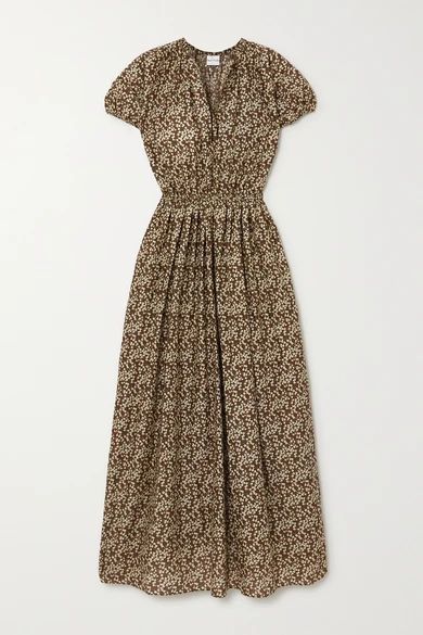 + Net Sustain Cocoon Floral-print Cotton Maxi Dress - Brown