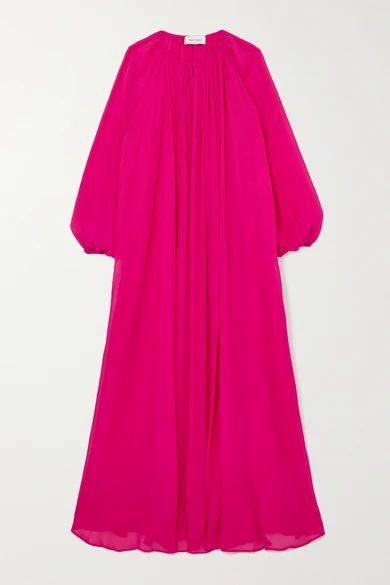 + Net Sustain Blouson Silk-crepon Maxi Dress - Fuchsia