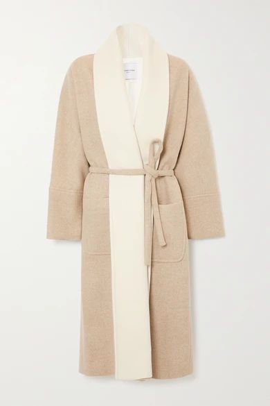 Belted Wool-blend Coat - Beige
