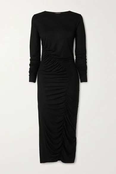 + Net Sustain Ruched Tencel Midi Dress - Black