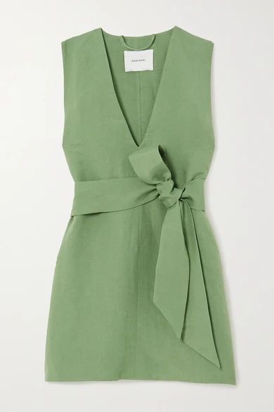 + Net Sustain X Lg Electronics Belted Linen Mini Dress - Sage green
