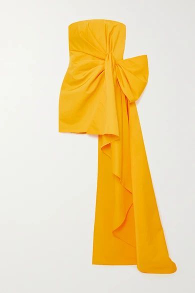 Strapless Draped Faille Mini Dress - Yellow