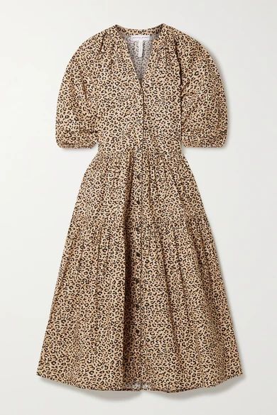 Mitte Leopard-print Organic Cotton-poplin Midi Dress - Leopard print