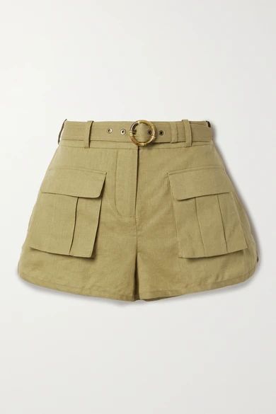 Brighton Belted Linen And Cotton-blend Shorts - Sand