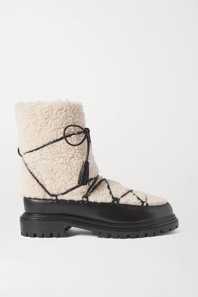 Very Gstaad Shearling And Leather Ankle Boots - White