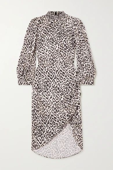Jerilyn Ruffled Leopard-print Jacquard Dress - Leopard print