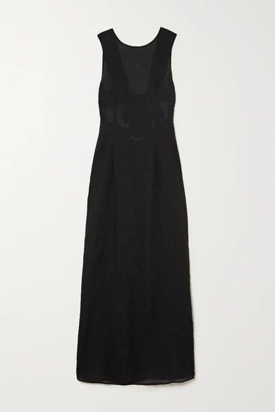 Gargano Open-back Cotton-seersucker Maxi Dress - Black