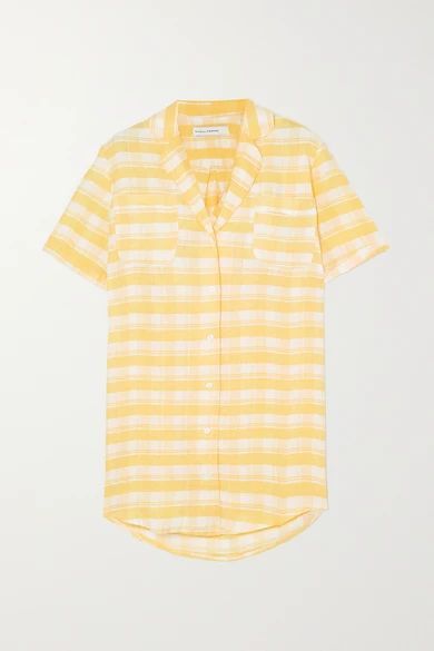 Caldera Checked Linen Mini Shirt Dress - Yellow