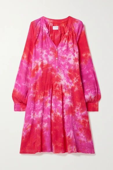 Paola Tie-dyed Crinkled Cotton-gauze Dress - Pink