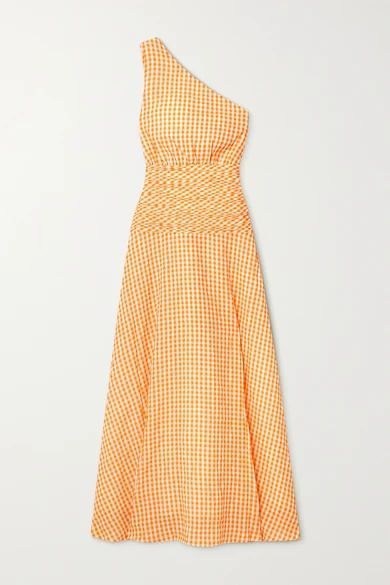 + Net Sustain One-shoulder Gingham Organic Cotton And Ecovero-blend Dress - Orange