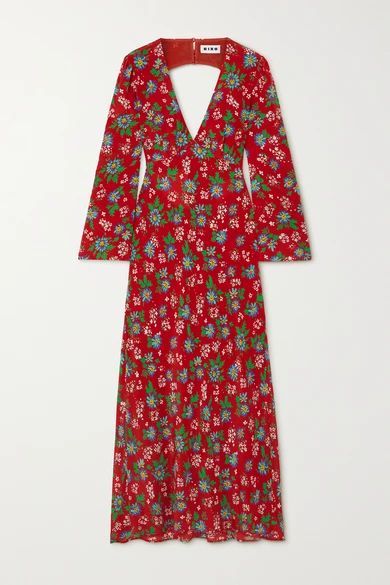 Nadine Open-back Floral-print Silk-crepe Maxi Dress - Red