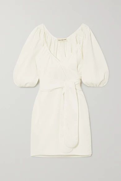 + Net Sustain X Lg Electronics Coletta Crinkled Organic Cotton Wrap Mini Dress - Cream