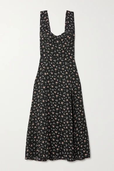 + Net Sustain Fulton Floral-print Georgette Midi Dress - Black
