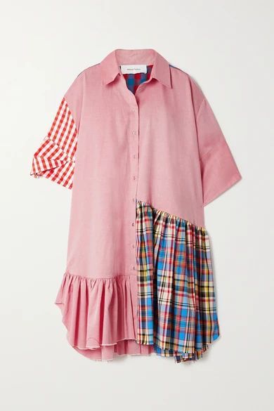 + Net Sustain Rem'ade By Marques' Almeida Oversized Patchworked Twill Shirt Dress - Pink