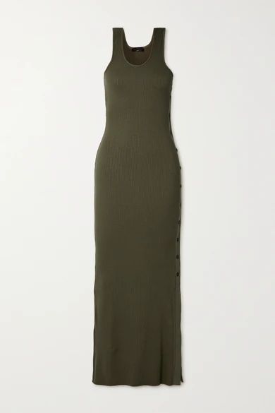 Alloy Ribbed Stretch-knit Maxi Dress - Army green