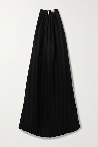 + Net Sustain Bastia Asymmetric Striped Linen-jacquard Dress - Black