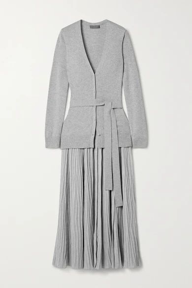 Manuel Belted Knitted Midi Dress - Light gray