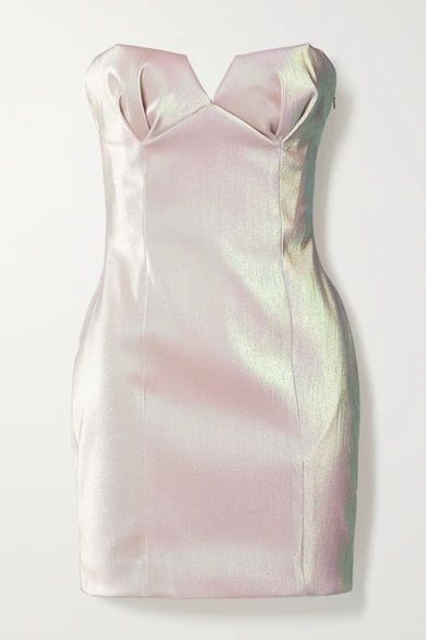 Strapless Iridescent Lamé Mini Dress - Blush