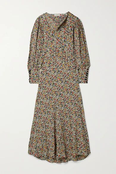 Nanette Belted Floral-print Crepe Maxi Dress - Brown