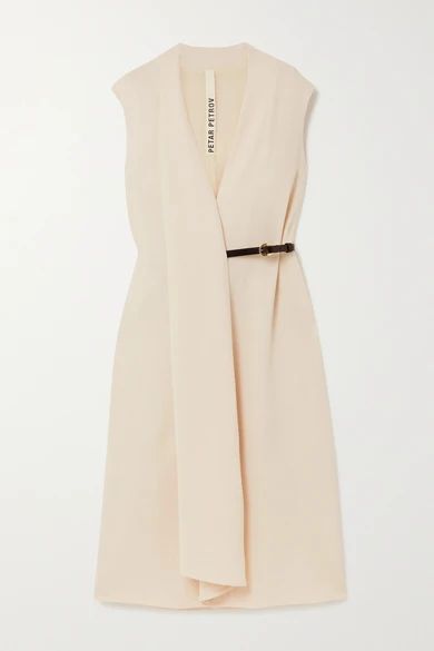 Alen Belted Wool-crepe Midi Dress - Ivory