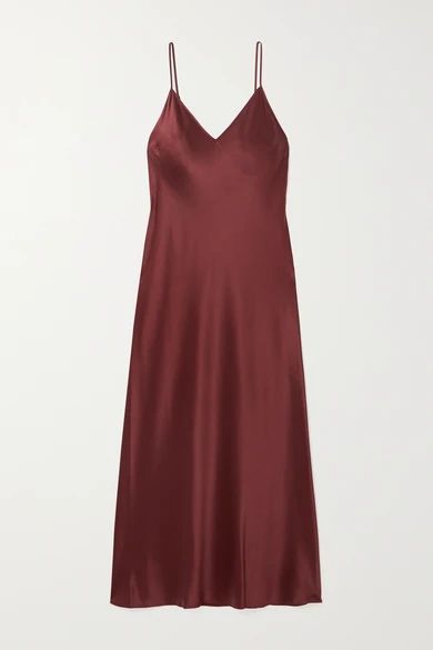 Clea Silk-satin Midi Dress - Burgundy