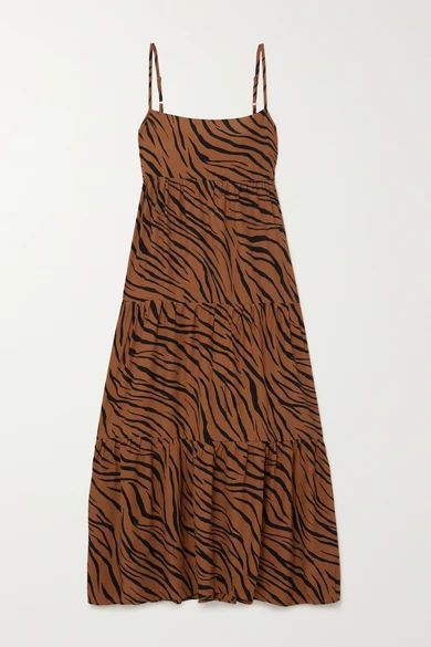 + Net Sustain Corvina Tiger-print Crepe Midi Dress - Brown