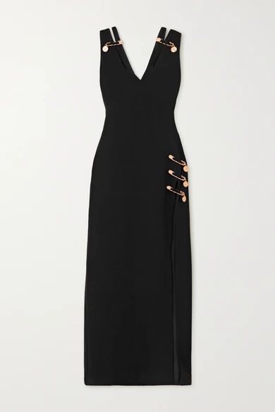 Embellished Cutout Silk-crepe Gown - Black