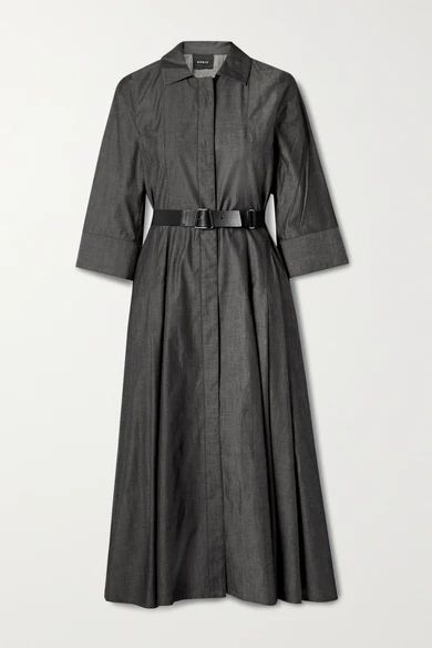 Belted Cotton-poplin Midi Shirt Dress - Black