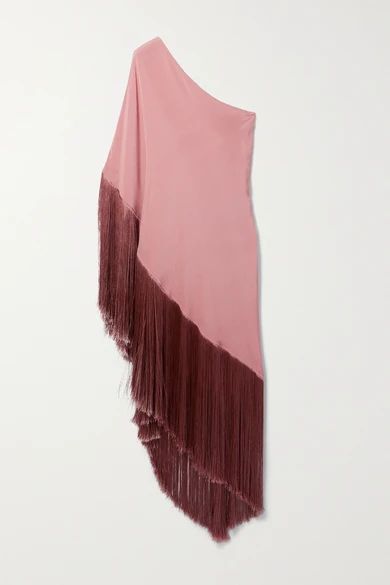 Safra One-shoulder Asymmetric Fringed Stretch-crepe Dress - Pink