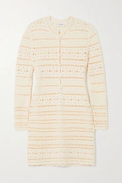 Crocheted Cotton Mini Dress - White
