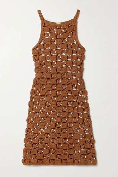 Yara Crocheted Cotton-blend Mini Dress - Light brown