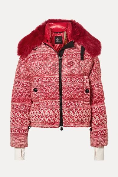 + 3 Grenoble Faux Shearling-trimmed Wool-blend Tweed Down Jacket - Red