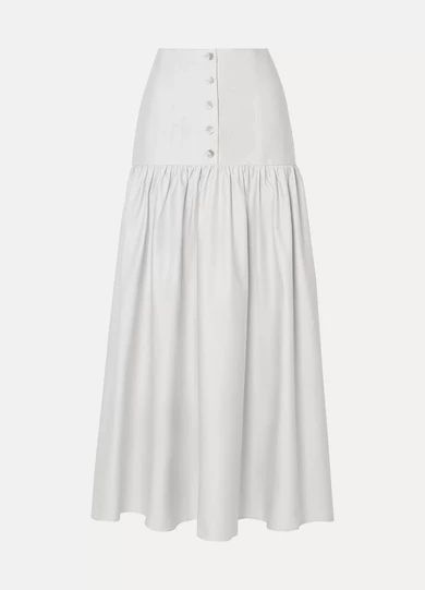 Cotton-poplin Midi Skirt - Light gray