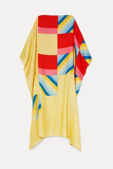 Apollo Printed Silk-twill Dress - Yellow