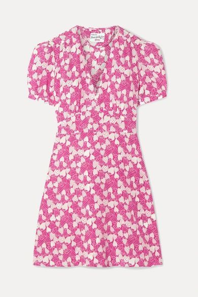 Paula Printed Silk Crepe De Chine Mini Dress - Pink