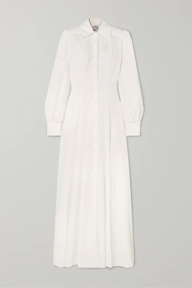 Jasmine Pleated Cotton-corduroy Maxi Dress - White