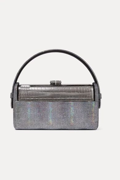 Régine Iridescent Leather And Silver-dipped Tote - Gunmetal