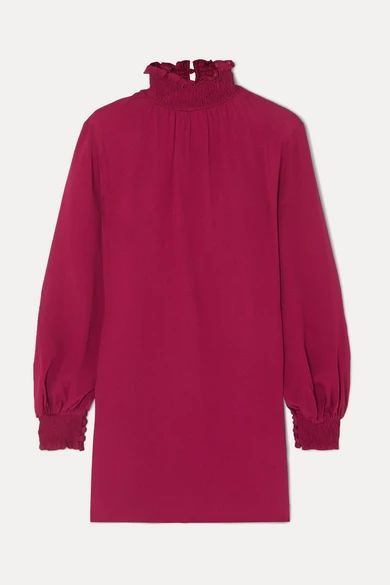 The C.j. Shirred Crepe Mini Dress - Burgundy