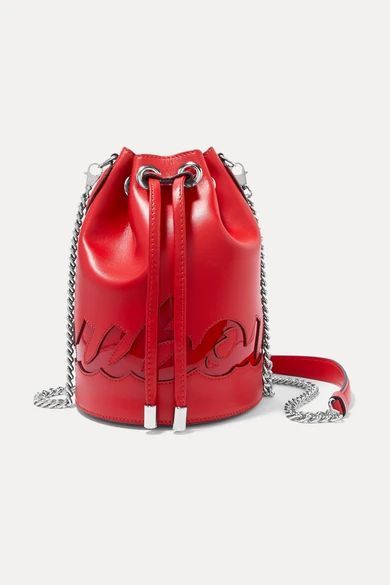 Marie Jane Pu-trimmed Leather Bucket Bag - Red