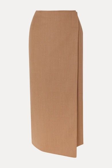 Augusta Wool-blend Wrap Midi Skirt - Camel