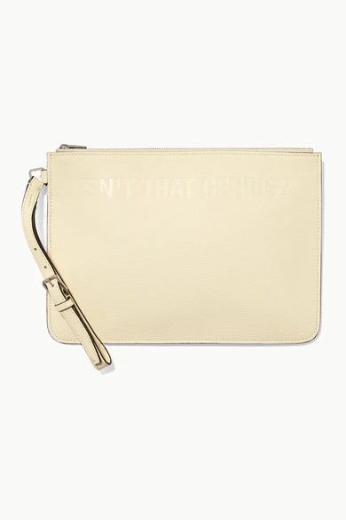 + 2 Moncler 1952 Valextra Debossed Two-tone Textured-leather Clutch - Cream